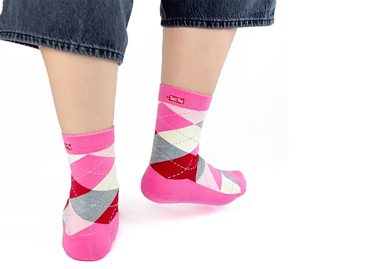 經典菱格紋-粉 厚襪款(2種尺寸) 